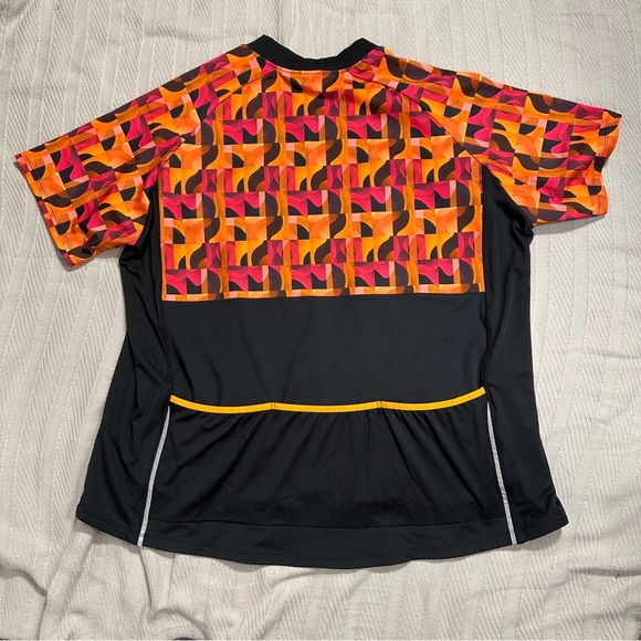 Ulla Popken Neon Graphic Zip Front Back Pocket Stretch Knit Cycling Top 24/26 - Picture 11 of 16